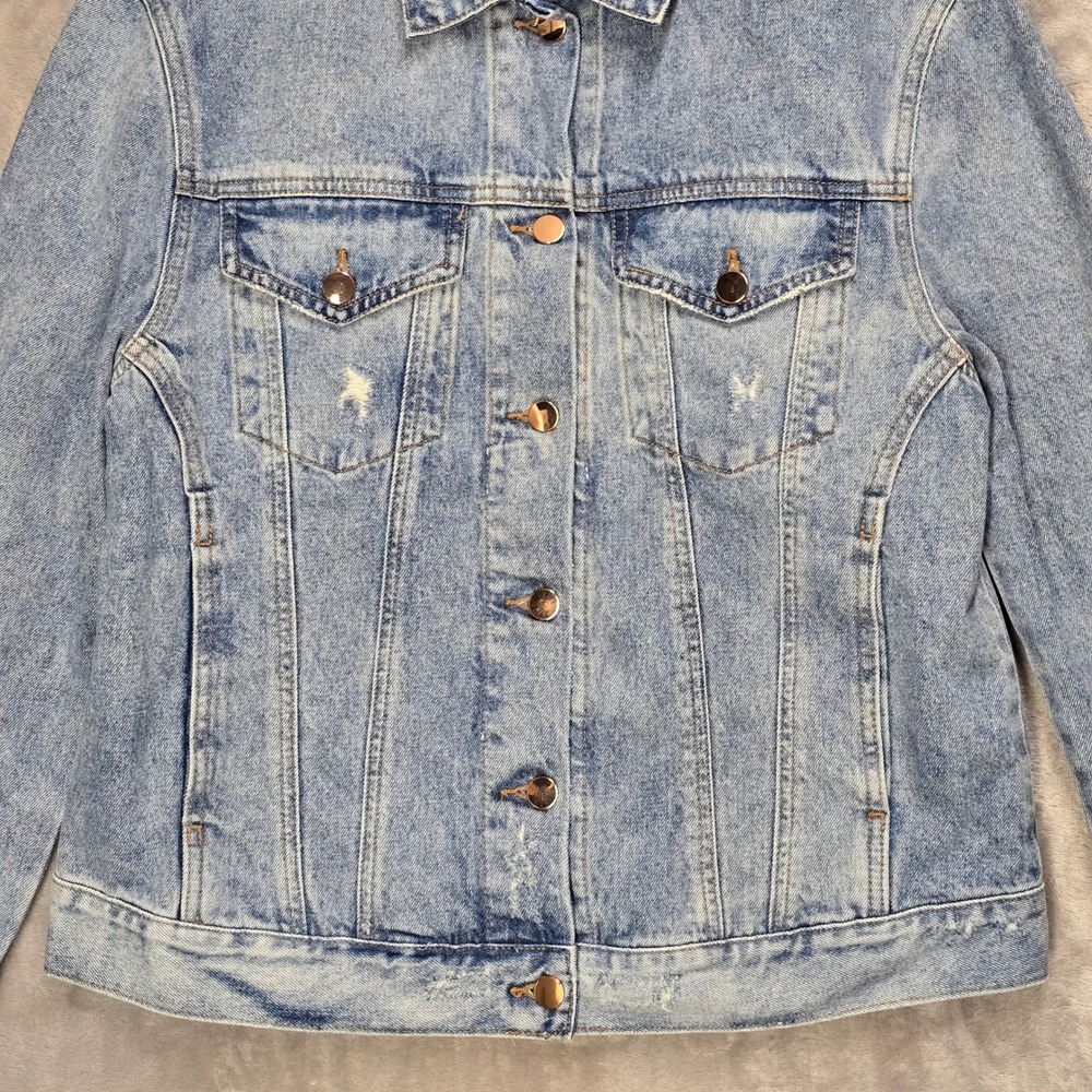 Victorias Secret Womens Medium Denim Jacket Studded Embellished Blue Jean Jacket - Picture 3 of 9